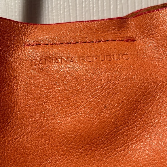 🍊Banana Republic Classic Leather Orange Shoulder Bag Tote - Picture 2 of 16